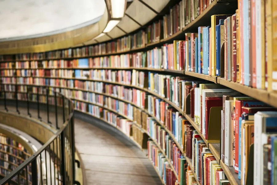 Open books in a library